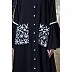 Front open embroidery abaya with Bell sleeves- Black